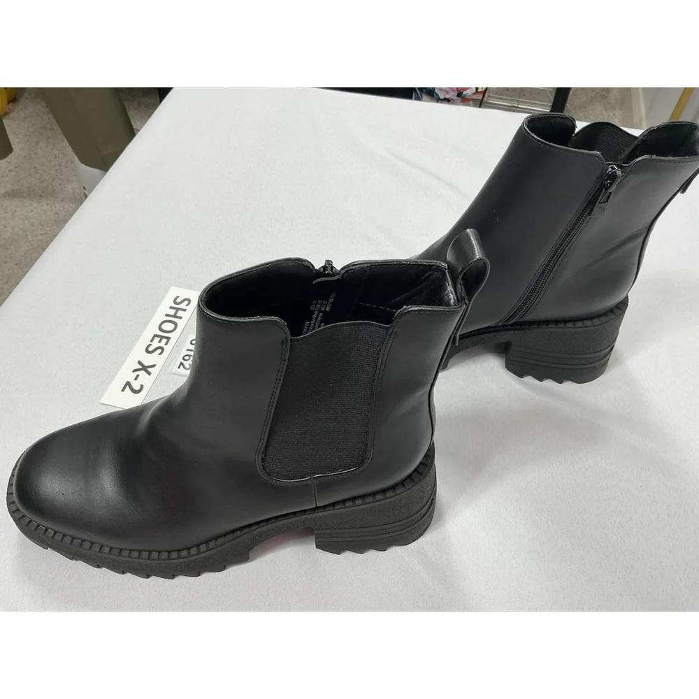 Womans Sam & Libby Ankle Boots Chunky 10 Black Side Zip Round Toe